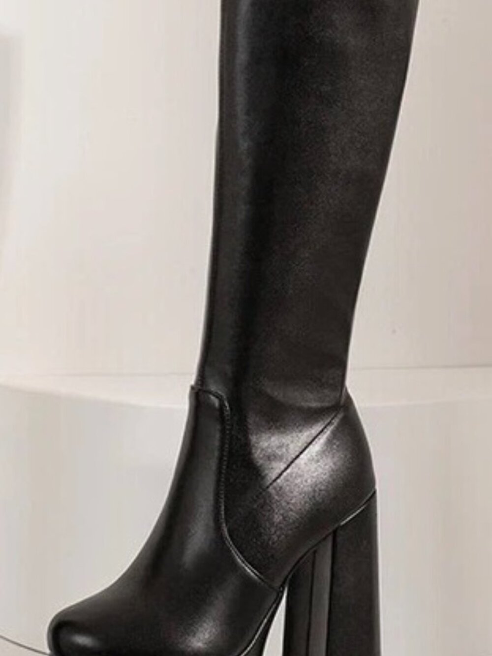 Platform Women's Shoes Stretch Side Zip Block Heels Knee High Boots Pumps S 6.5 - Picture 4 of 10